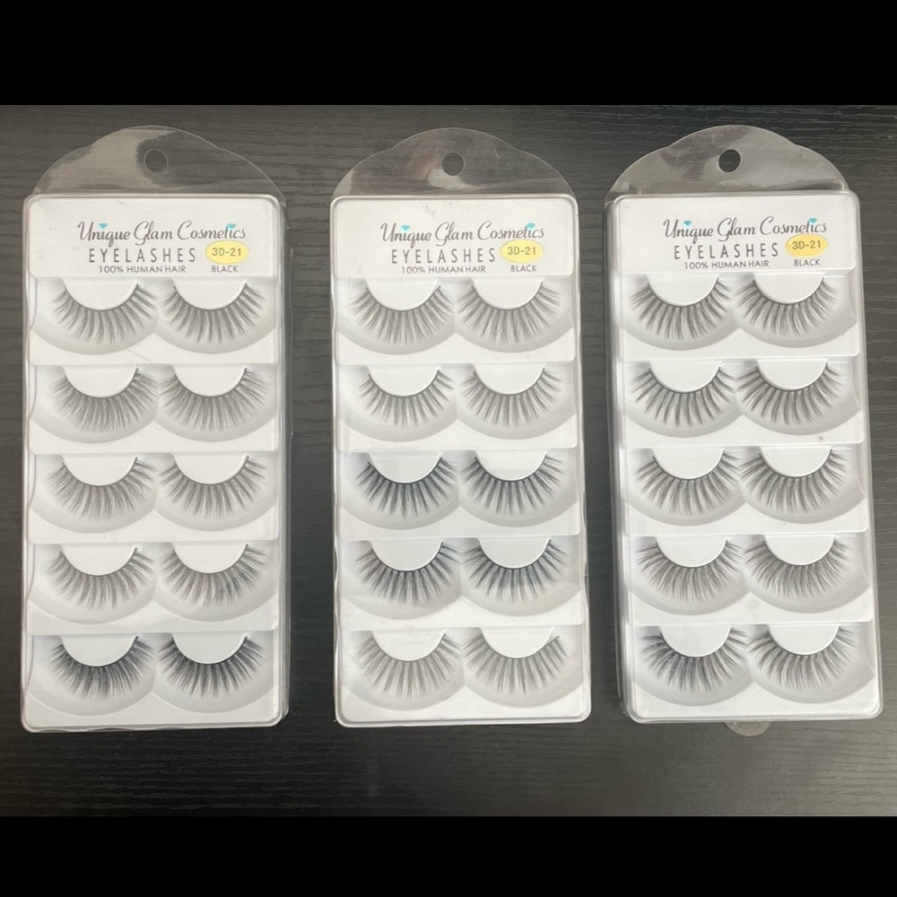 15 pairs Unique Glam Cosmetics Black Eyelashes Set